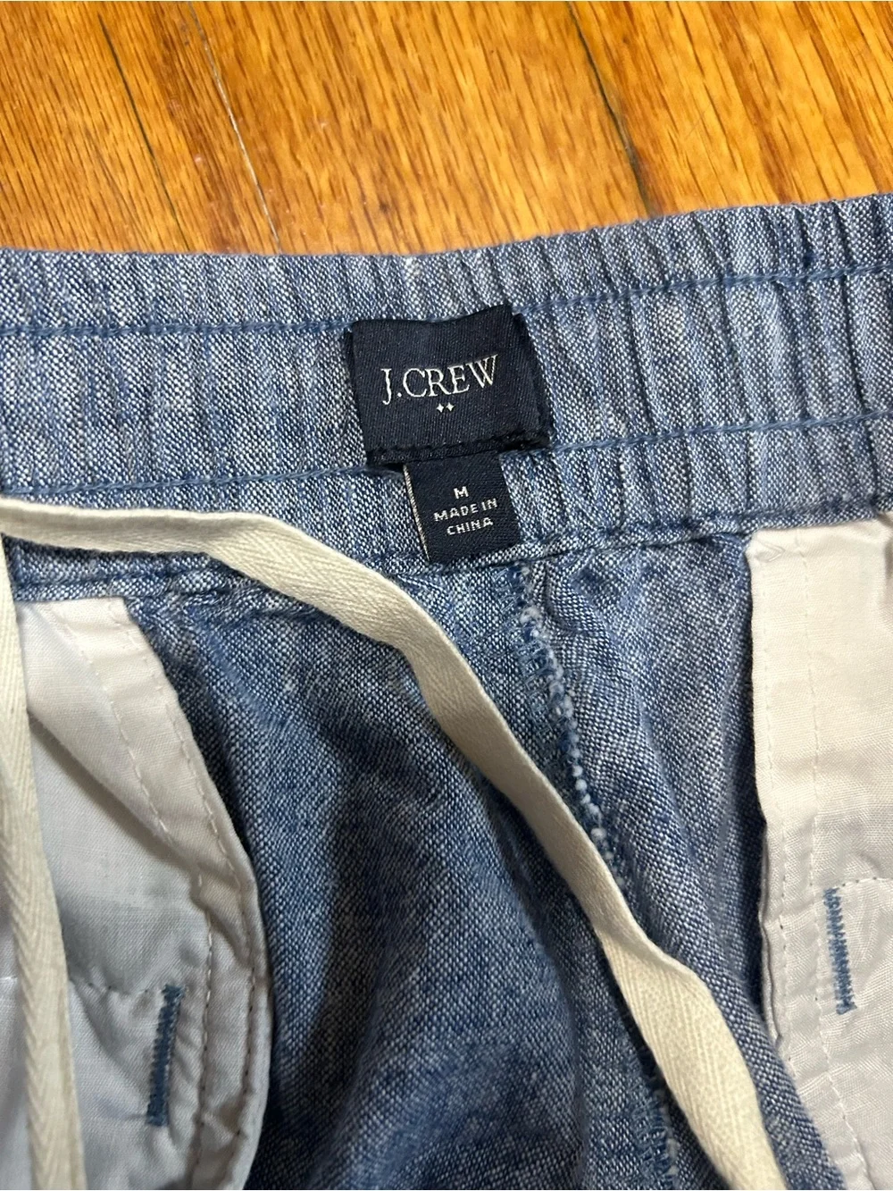 GAP Men’s  Chambray Like Linen Cotton Blend Blue Joggers Medium